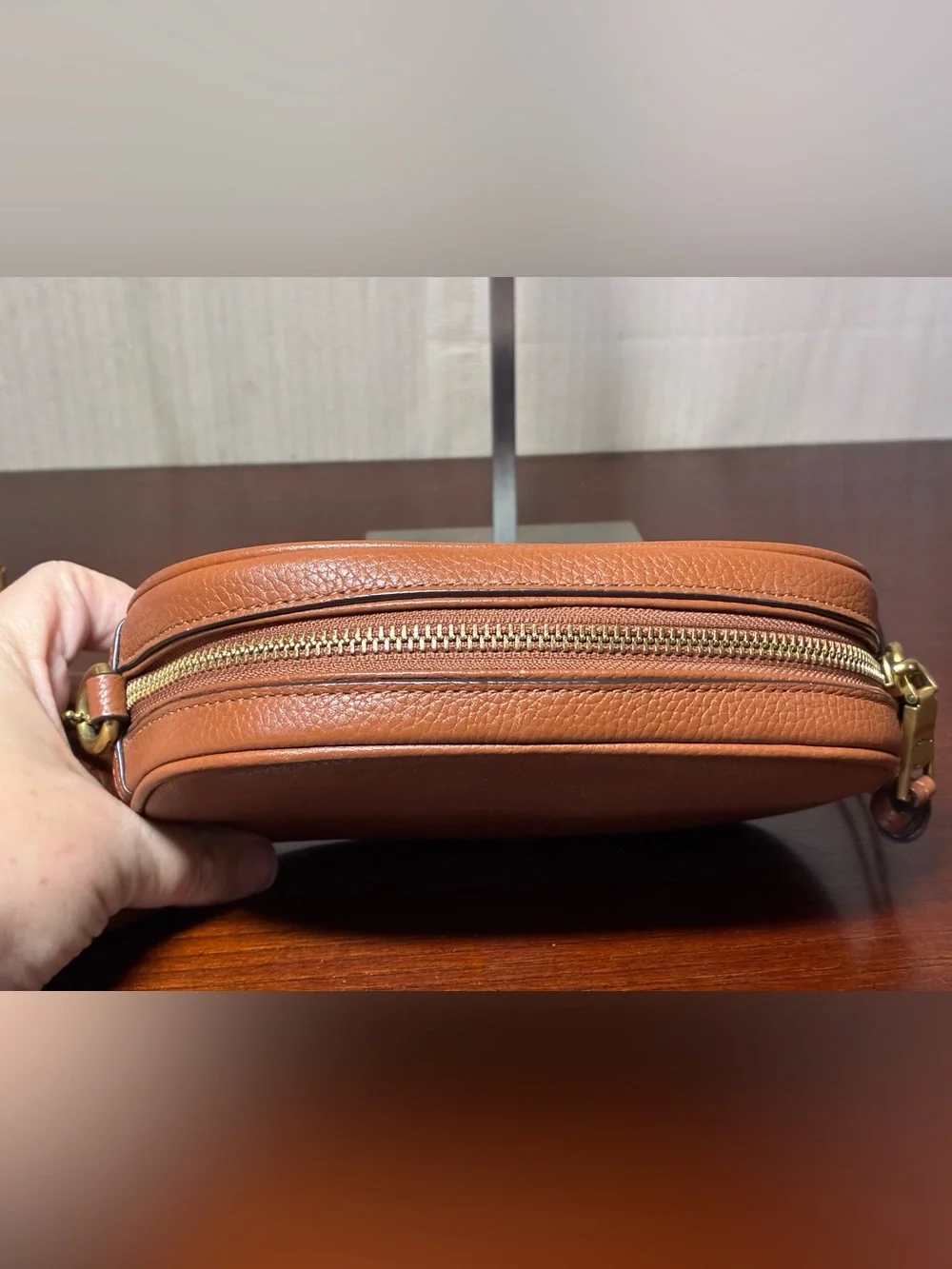 Coach Brown Pebbled Leather Crossbody Camera Bag
